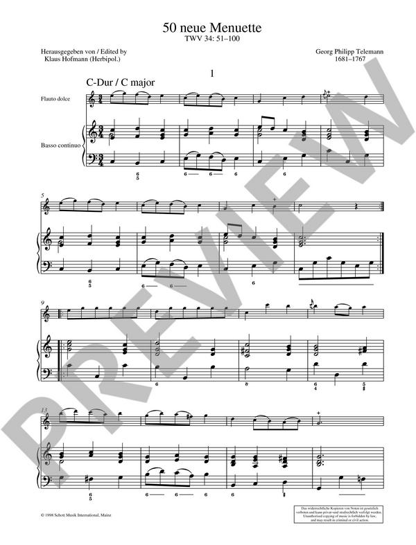 50 neue Menuette TWV34:51-100