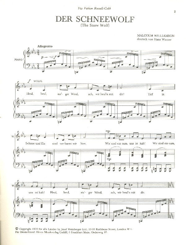 Der Schneewolf Kurzoper für Kinder