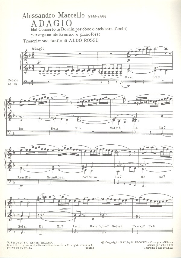 Adagio dal concerto do minore per oboe e archi