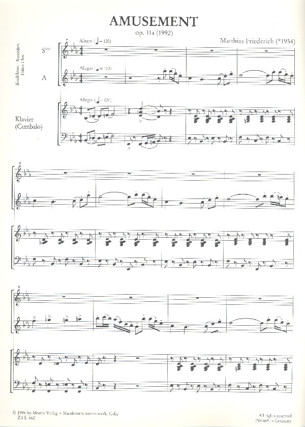 Amusement op.11a für Sopranino,