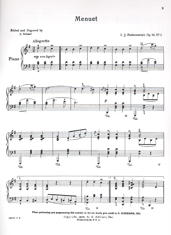 Menuett G-Dur op.14,1 für