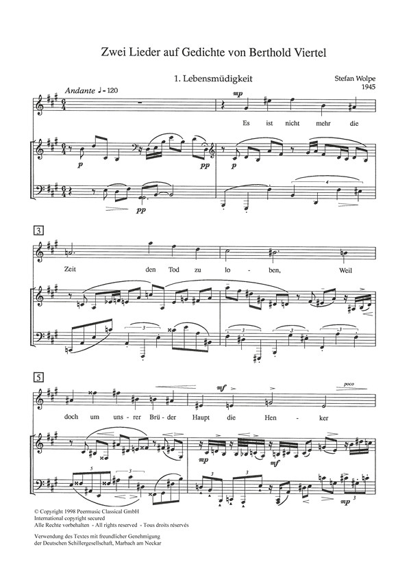 Zwei Lieder auf Gedichte von Berthold Viertel
