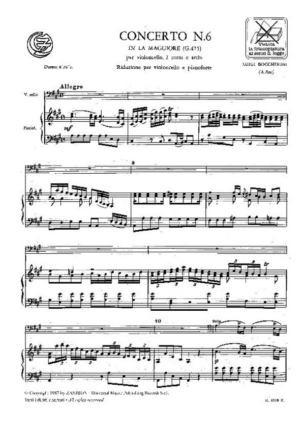 Concerto la maggiore no.6 G475 per