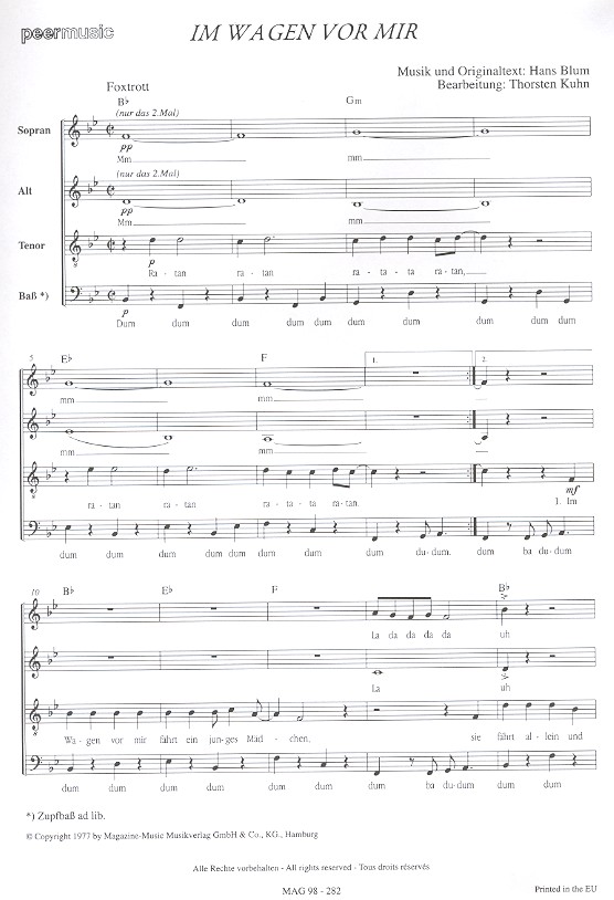 Im Wagen vor mir für gem Chor