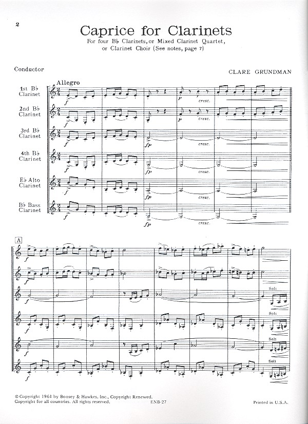 Caprice for Clarinets