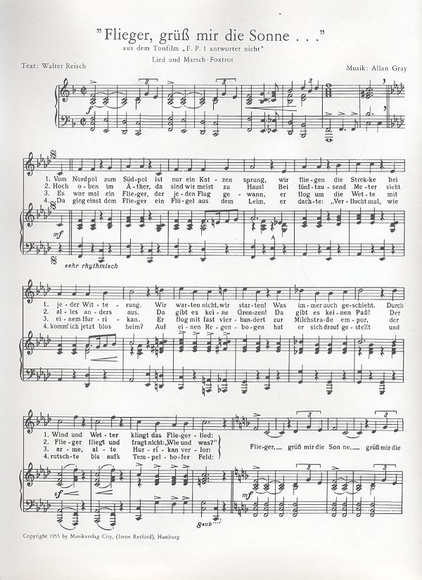 Flieger grüß mir die Sonne aus dem Film 'F.P.1 antwortet nicht'