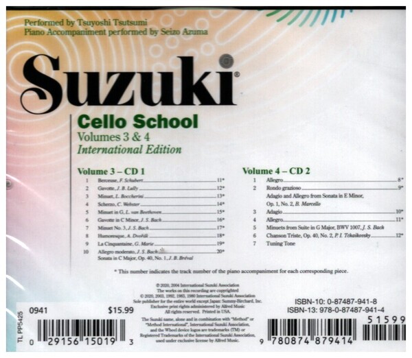 Suzuki Cello School vol.3-4 CD