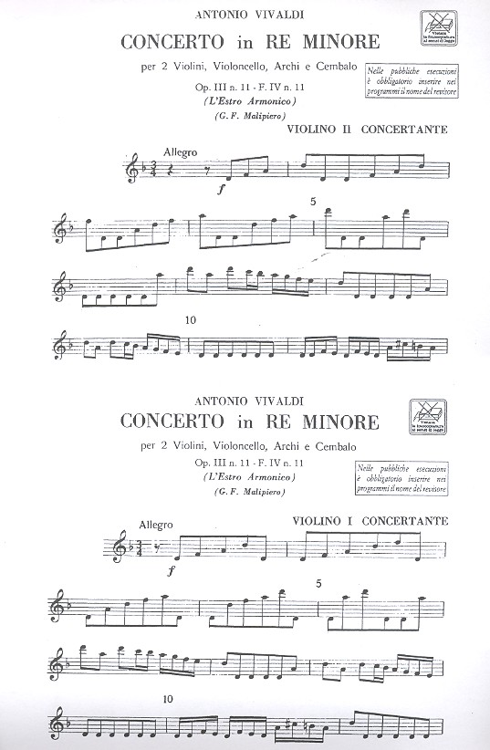 Konzert d-Moll op.3,11 für 2 Violinen,