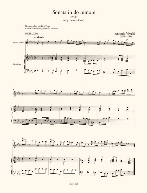 4 sonate per flauto dolce e bc