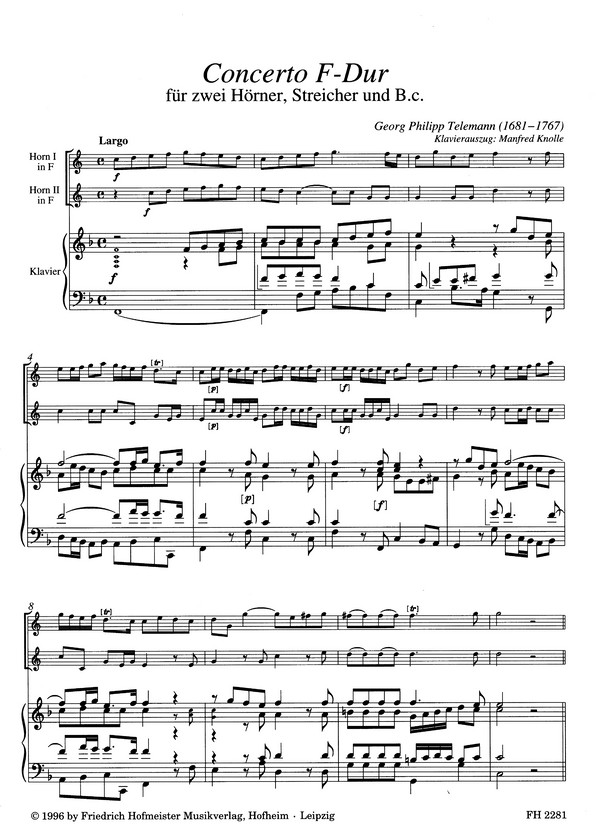 Konzert F-Dur für 2 Hörner,