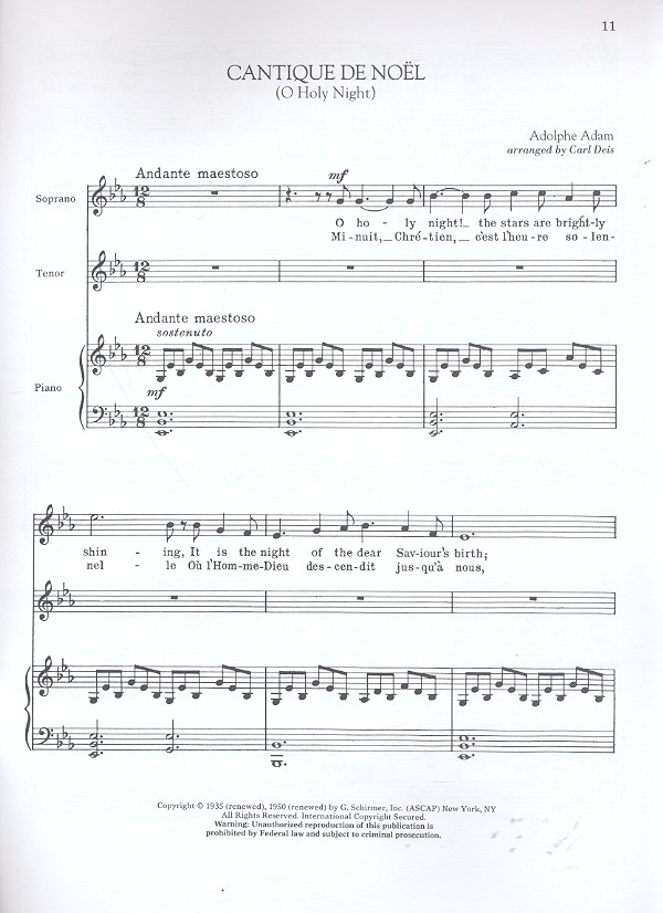 Cantique de Noel für 2 Singstimmen