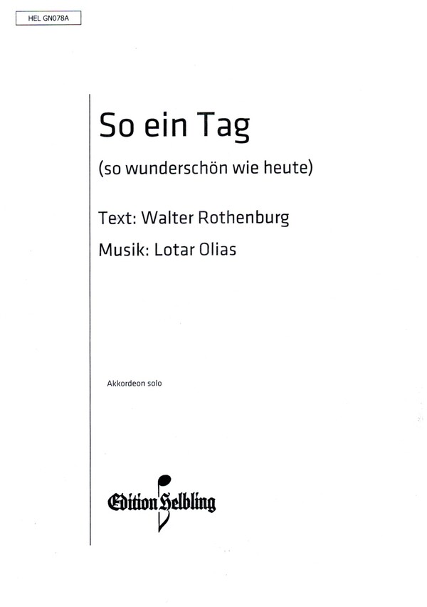 So ein Tag Foxtrot für Akkordeon mit