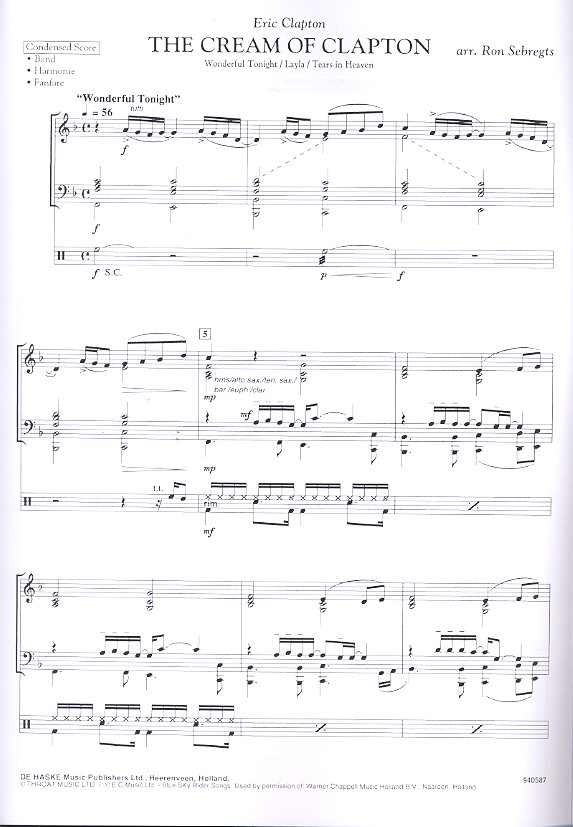 The Cream of Clapton: für Blasorchester.