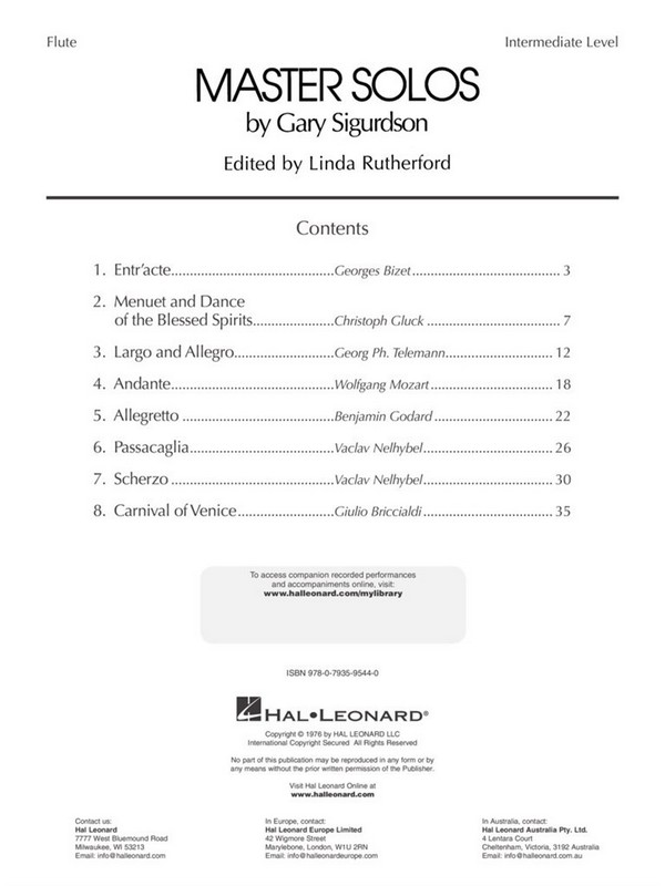 Master Solos (+CD) flute and piano