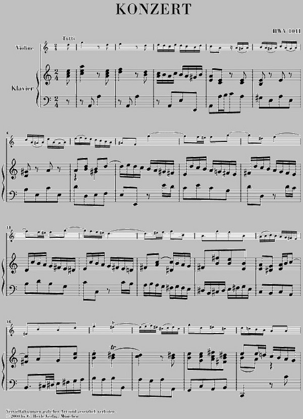 Konzert a-Moll BWV1041 für Violine und Orchester