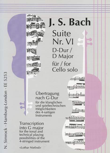 Suite D-Dur Nr.6 BWV1012 in einer G-Dur-Fassung