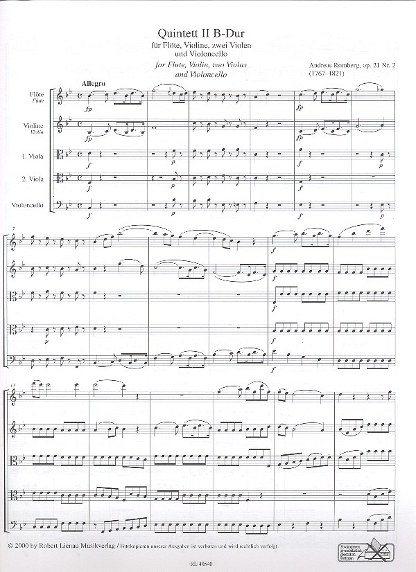 Quintett B-Dur Nr.2 op.21,2