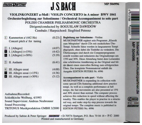 Konzert a-Moll BWV1041