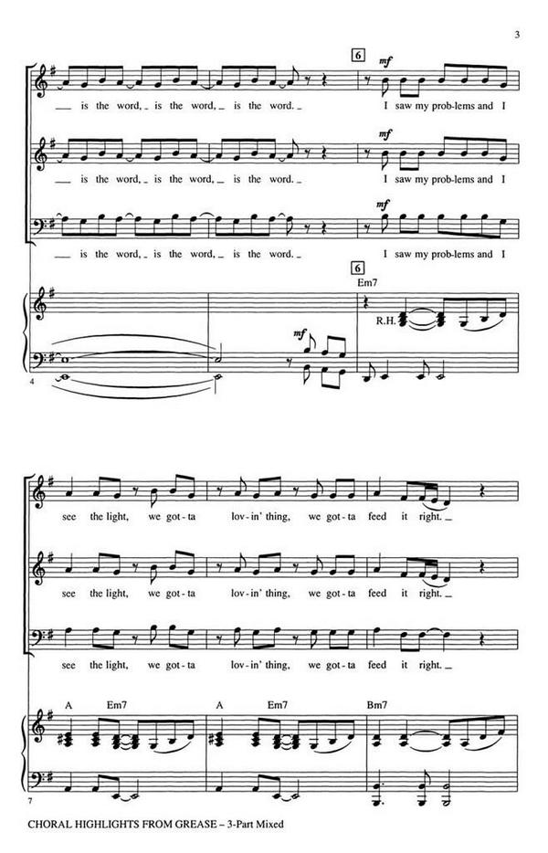 Grease Choral Highlights for 3-part