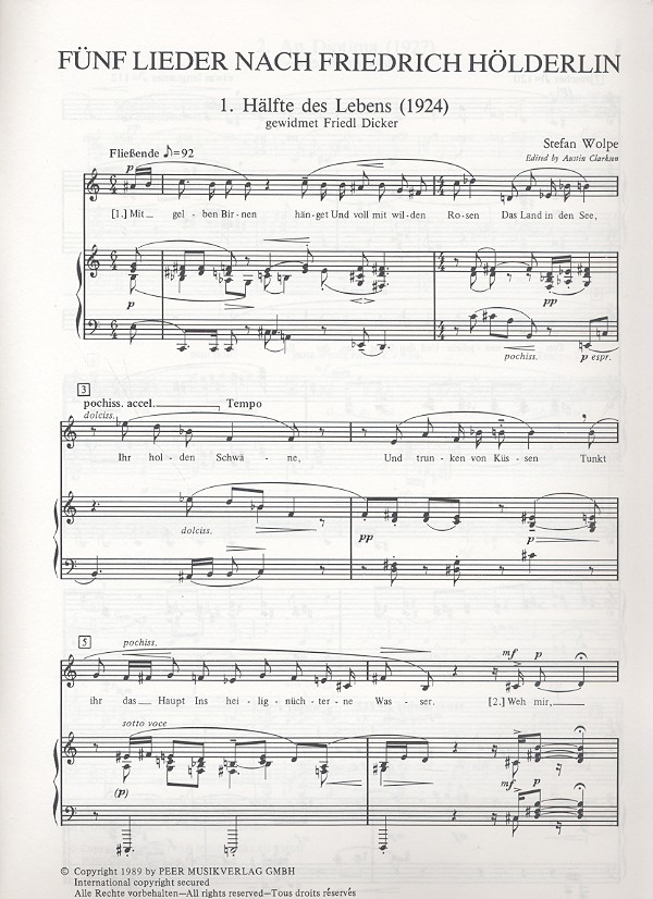 5 Lieder nach Friedrich Hölderlin op.1