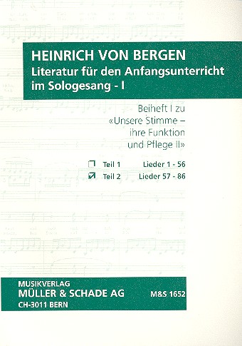 Literatur für den Anfangsunterricht im Sologesang Band 1 Teil 2 (Lieder 57-86)