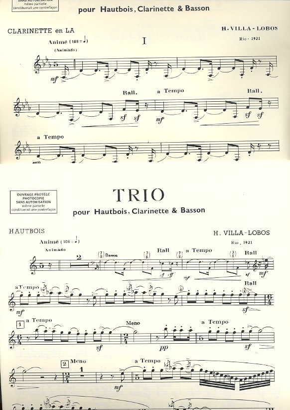 Trio pour hautbois, clarinette et