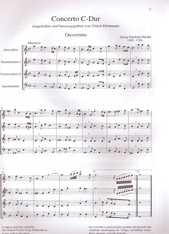 Concerto C-Dur für 4 Blockflöten
