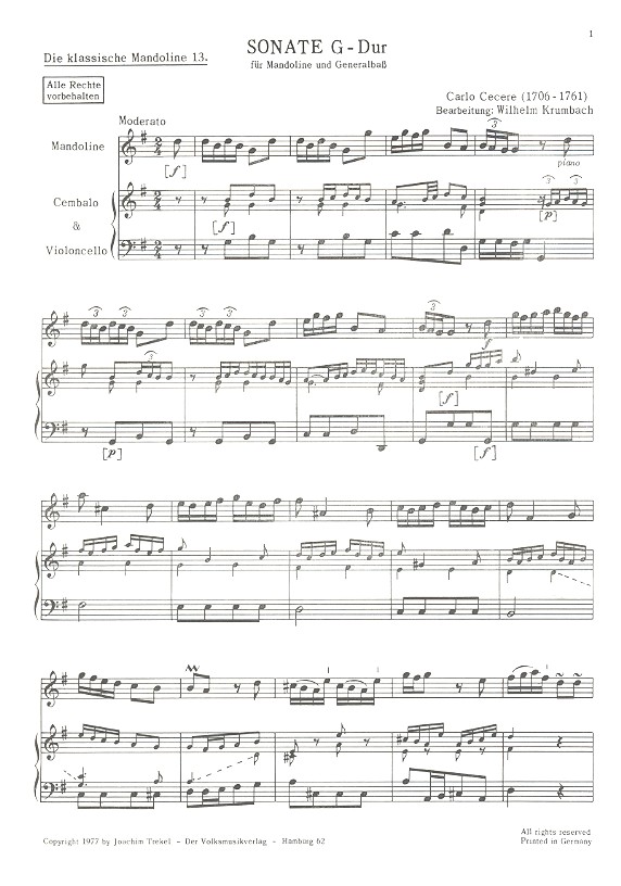 Sonate G-Fur für Mandoline
