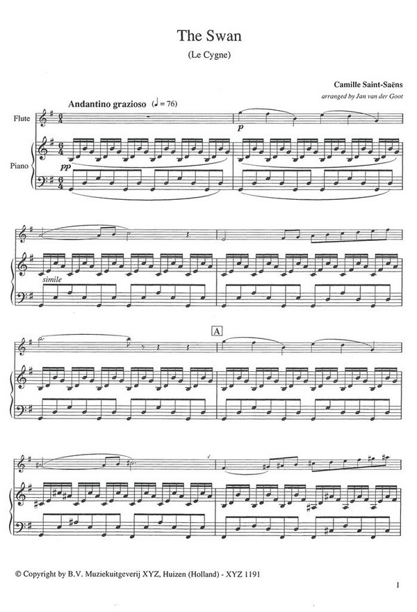 The Swan for flute and piano