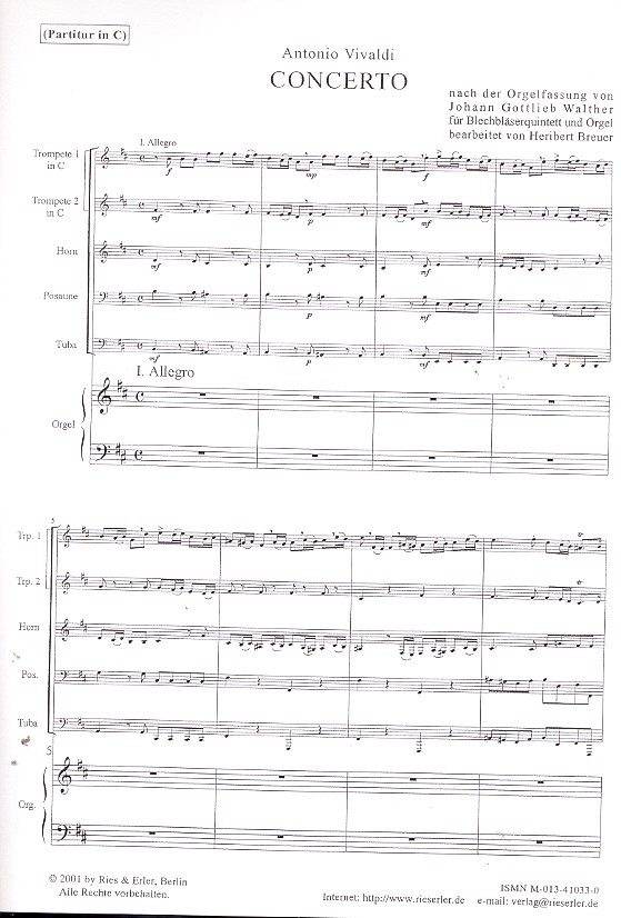 Concerto nach der Orgelfassung von J.G. Walther 