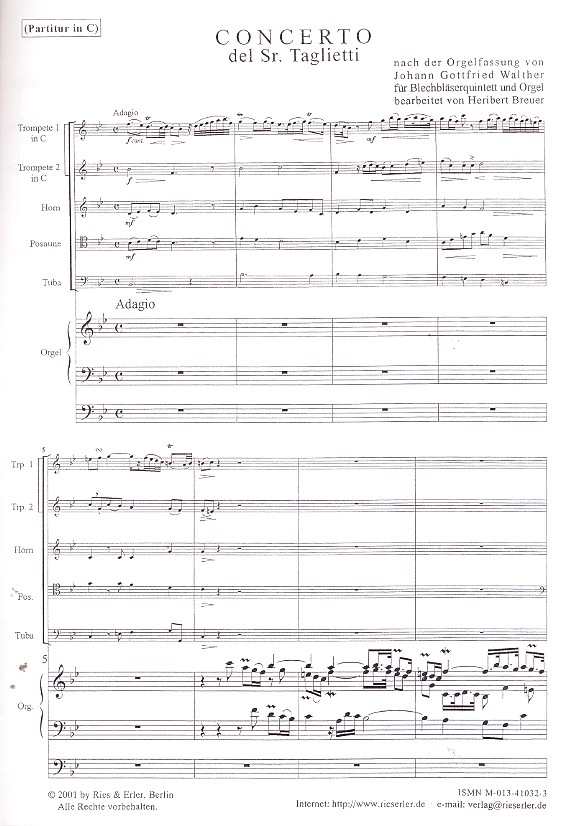 Concerto nach der Orgelfassung von J.G. Walther