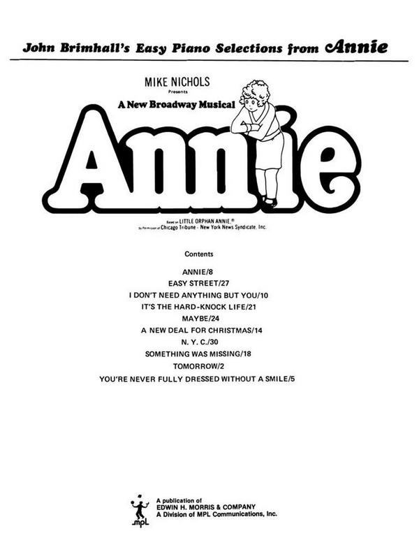 Annie Selections for easy piano
