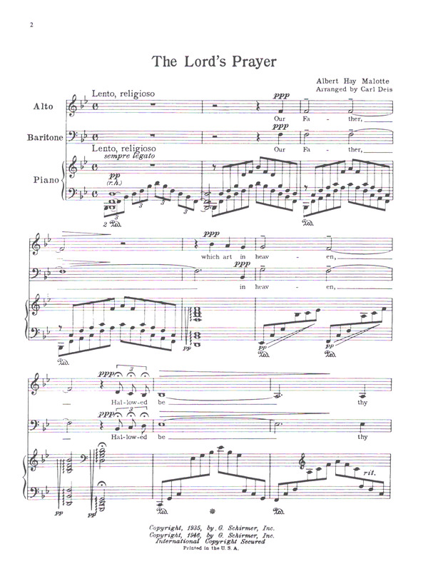 The Lord's Prayer for alto,