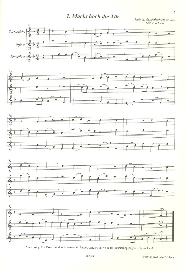 Blockflöten-Trios zur Weihnachts-