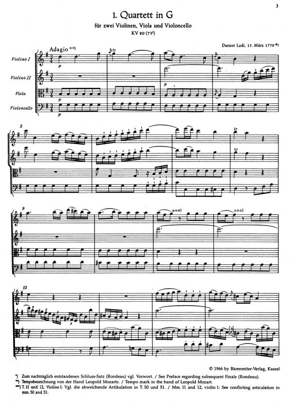 Die 13 frühen Streichquartette