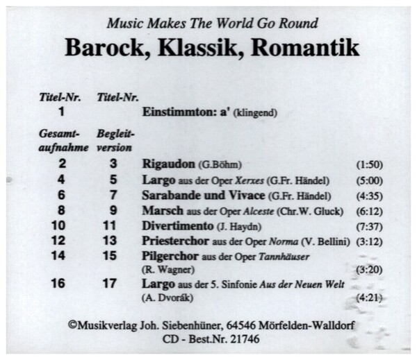 Barock Klassik Romantik CD