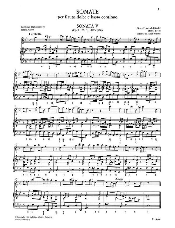 Sonaten Band 2 für Flöte und Bc