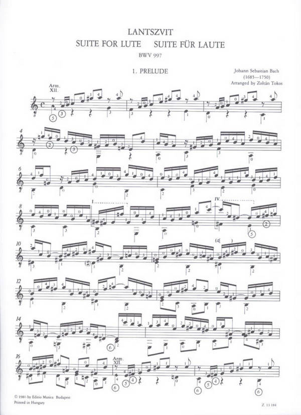 Suite a-Moll BWV997 für Laute