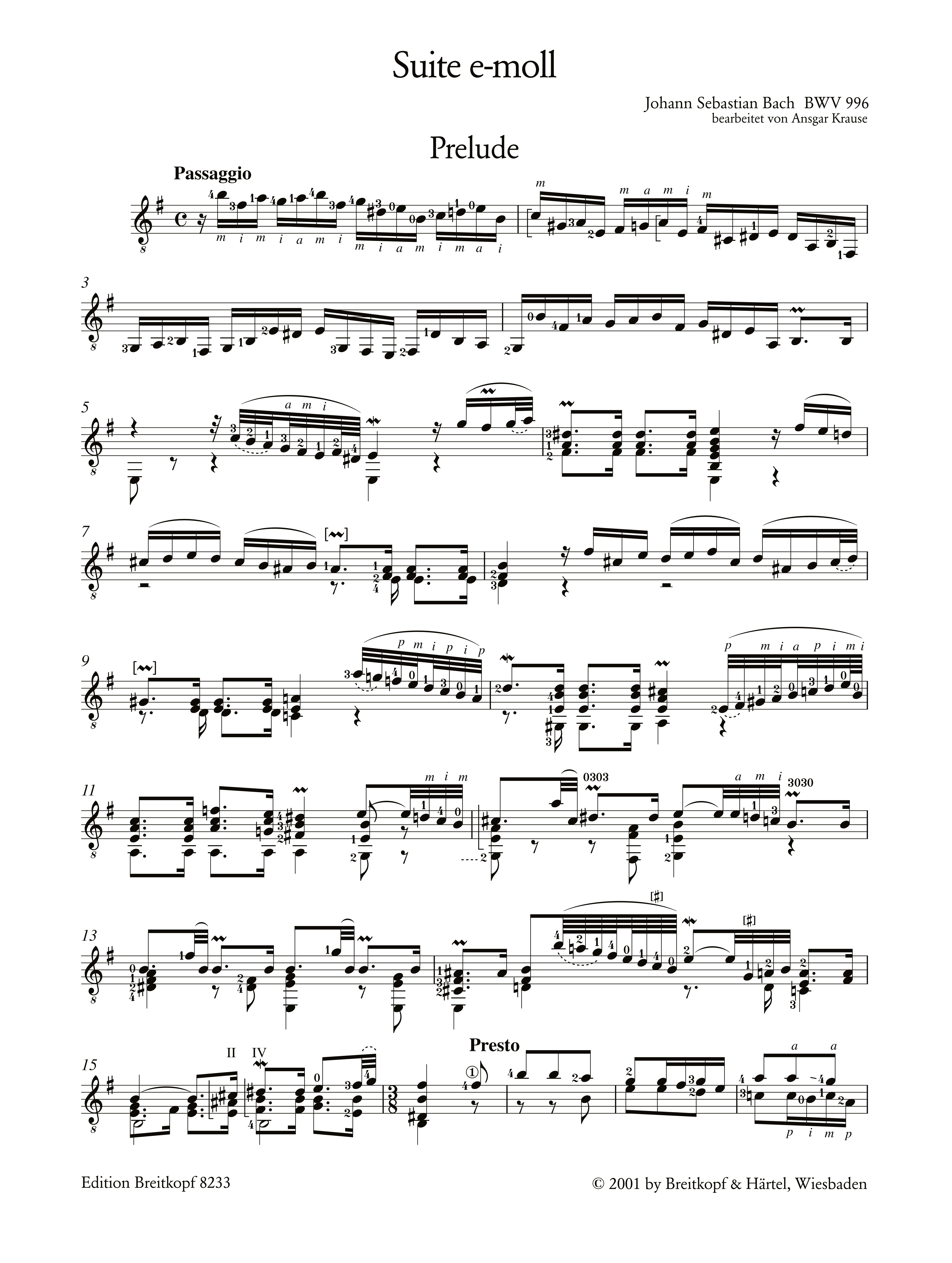 Suite e-Moll BWV996 