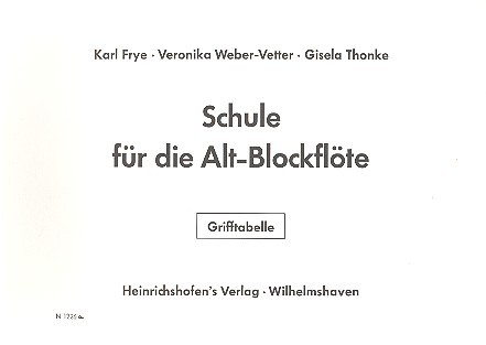 Grifftabelle zur Schule für die Altblockflöte