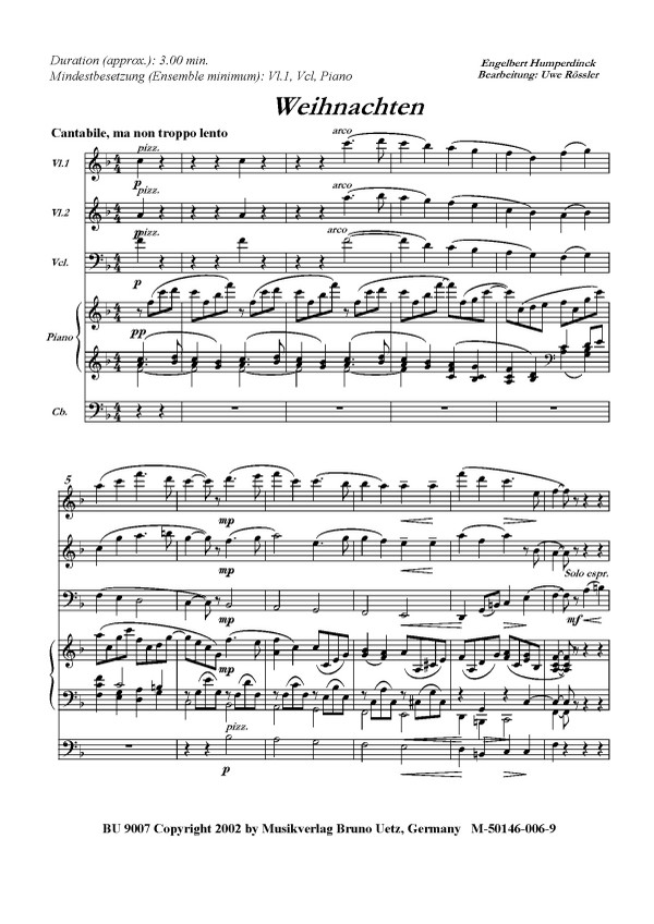 Weihnachten für Klaviertrio