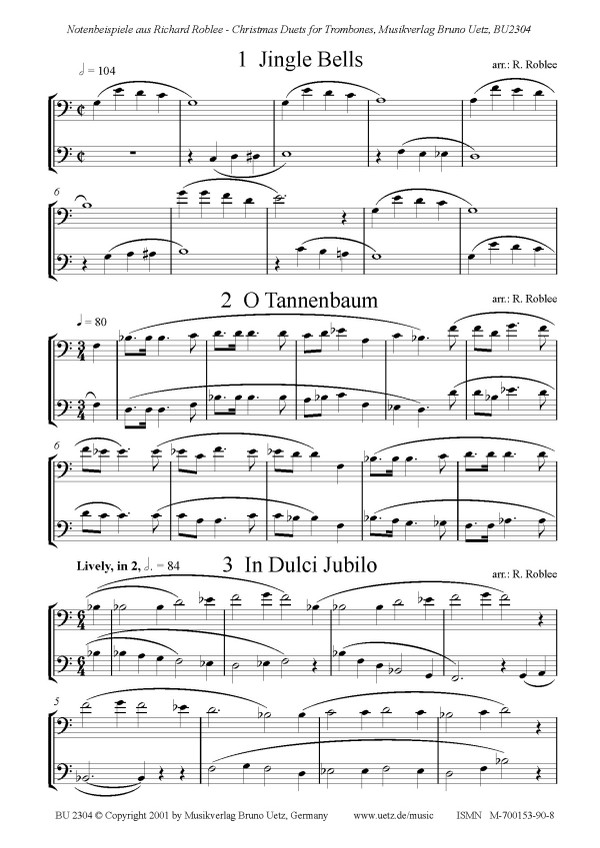 Christmas Duets for 2 trombones