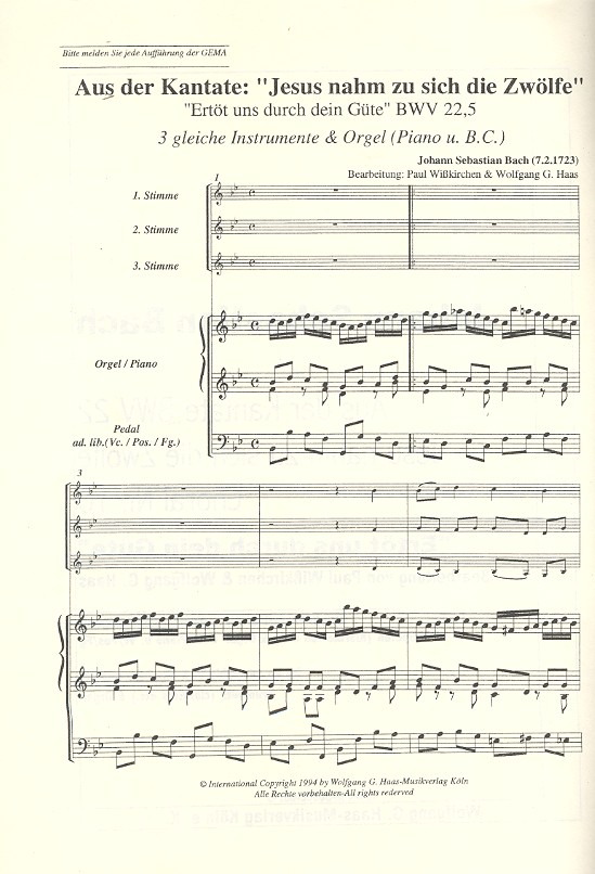 Ertöt uns Herr durch deine Stimme BWV22,10