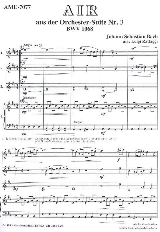 Air aus der Ochestersuite Nr.3