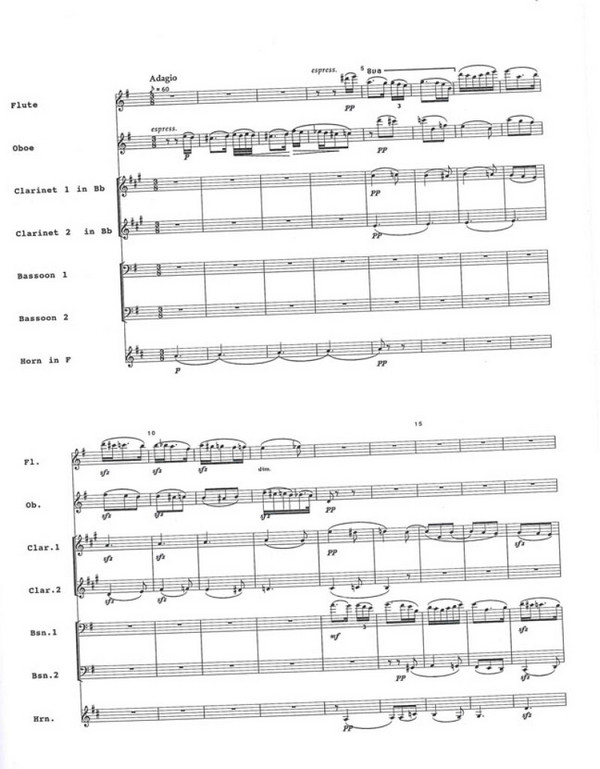 Suite for flute, oboe, 2 clarinets,