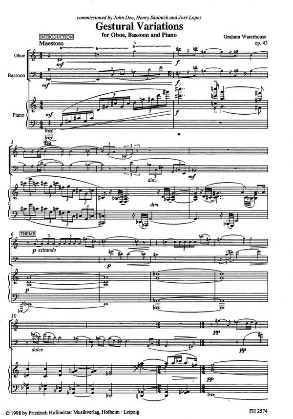 Gestural Variations op.43 for oboe,