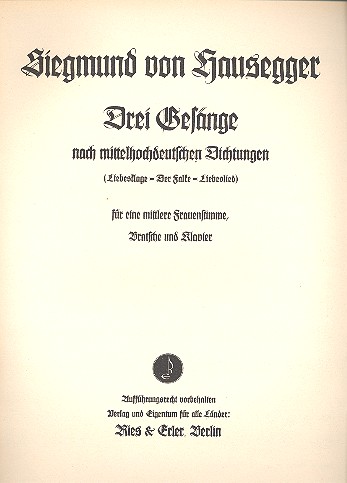 3 Gesänge nach mittelhochdeutschen Dichtungen