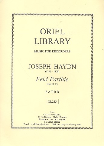 Feld-Parthie Hob.II:23 for 5 recorders (SATBB)