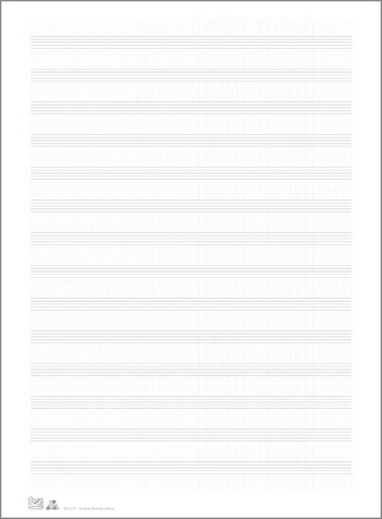 Notenpapier 34 x 25cm 14 Systeme hoch mit Hilfslinien