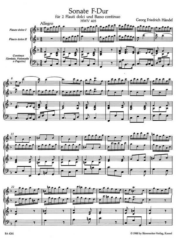 Triosonate F-Dur HWV405
